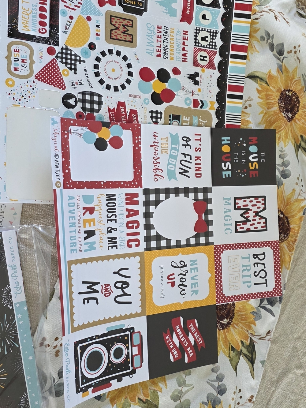 Disney Black, Red and Yellow Decorative Scrapbook Sticker Sheet